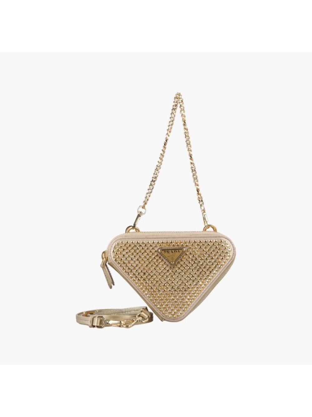 Prada Triangle Gold Leather Shoulder Bag
